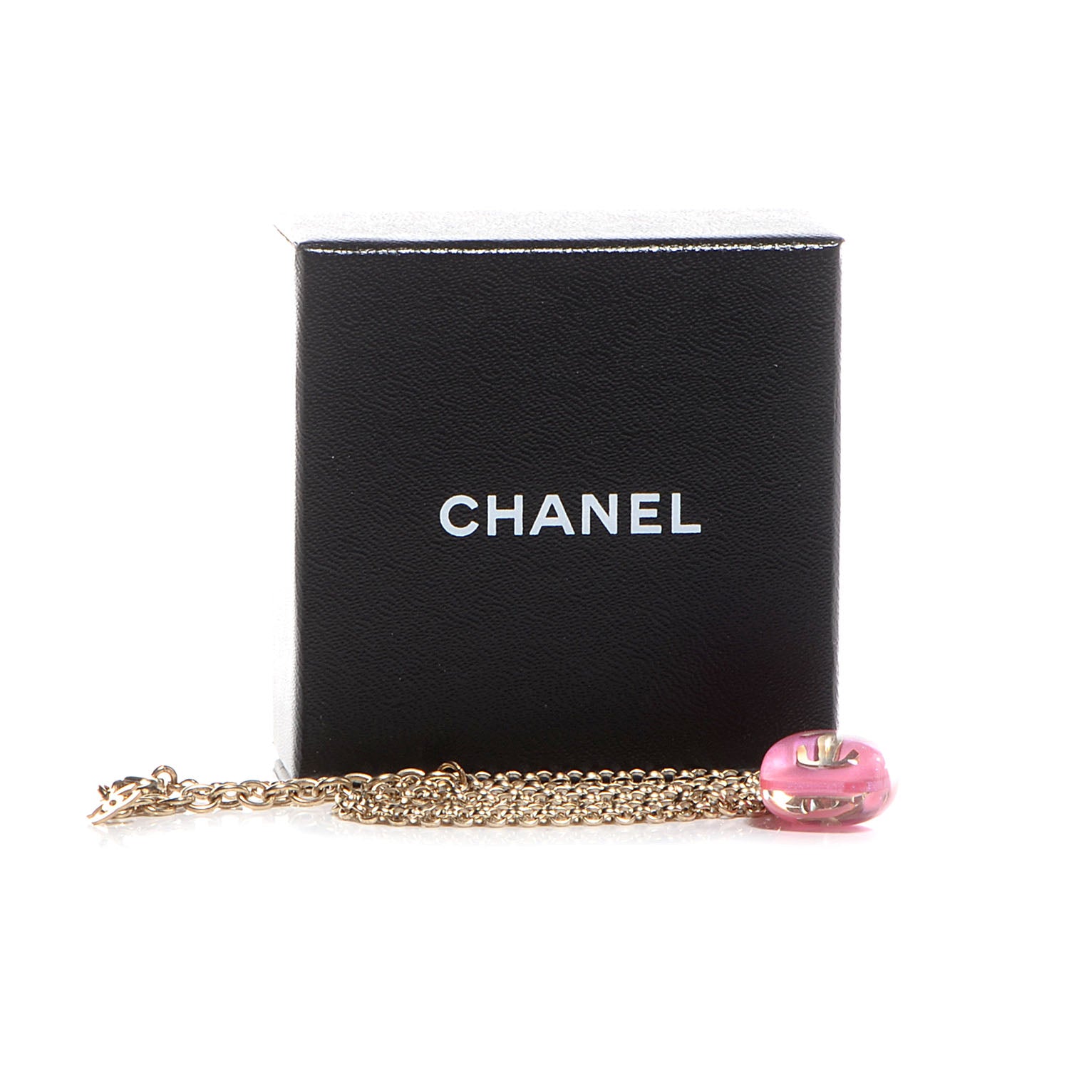 Chanel Resin CC Iridescent Pendant Necklace Pink 6 of 6