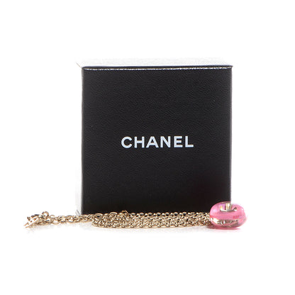 Chanel Resin CC Iridescent Pendant Necklace Pink 6 of 6