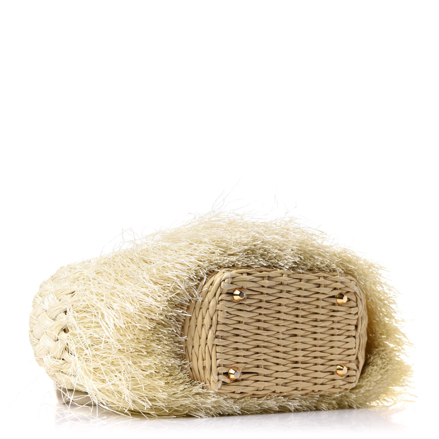 Prada Wicker Woven Straw Fringe Small Convertible Basket Bag Naturale 5 of 10
