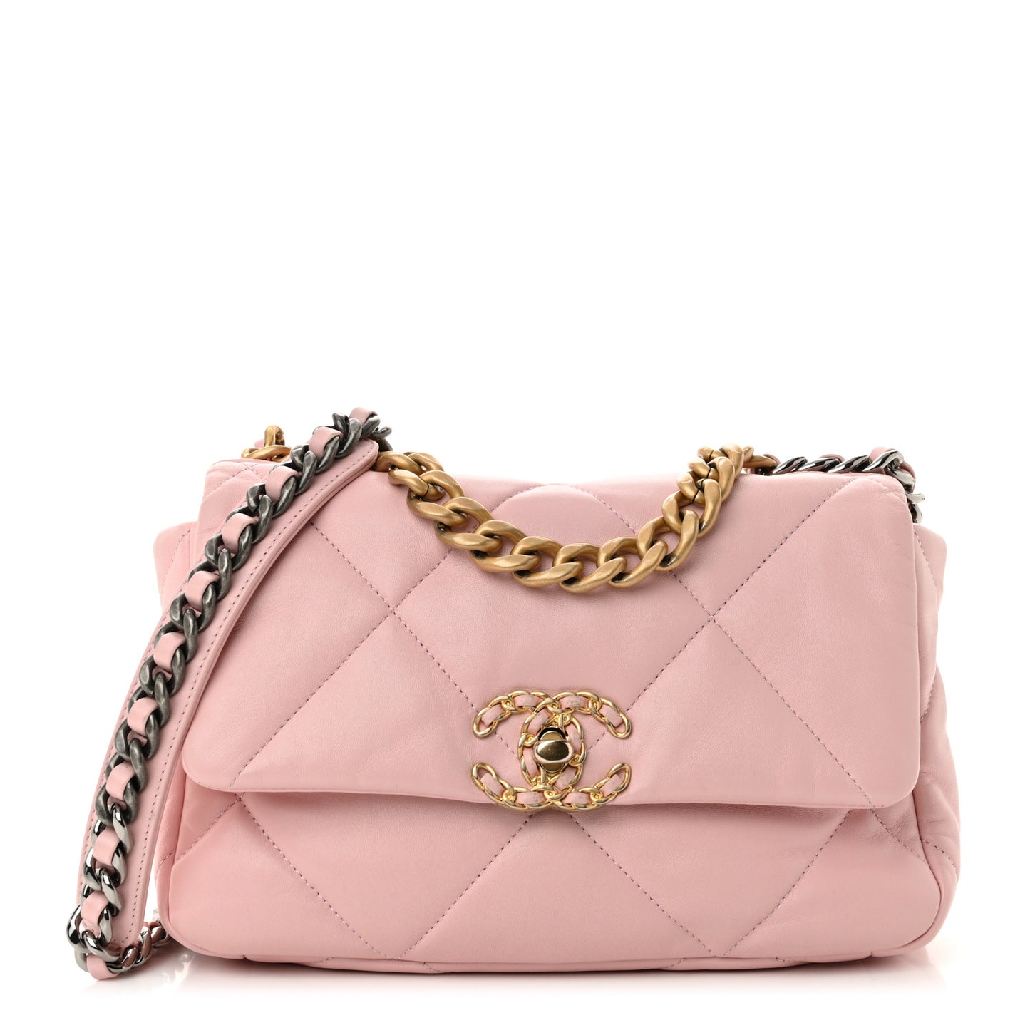 Lambskin Quilted Medium Chanel 19 Flap Light Pink