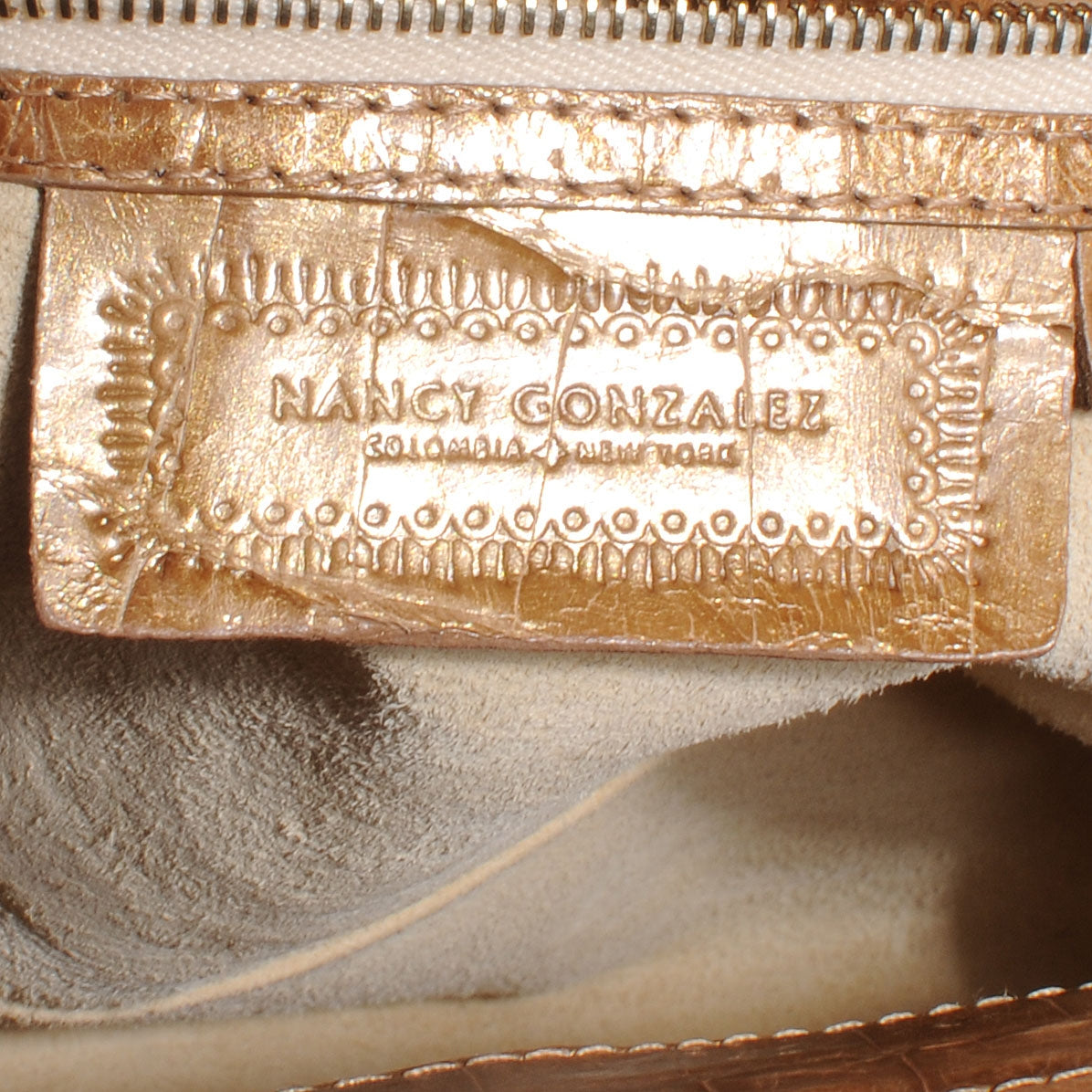 Crocodile Satchel Gold