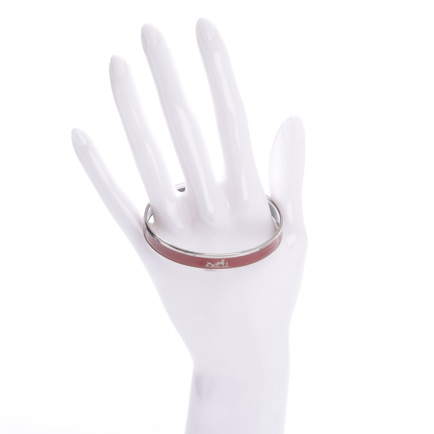 Hermes Enamel Narrow Caleche Bracelet 65 Red 2 of 5