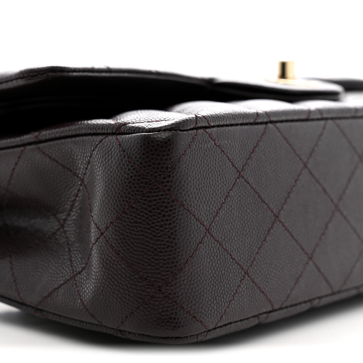 Caviar Quilted Medium Double Flap Brown