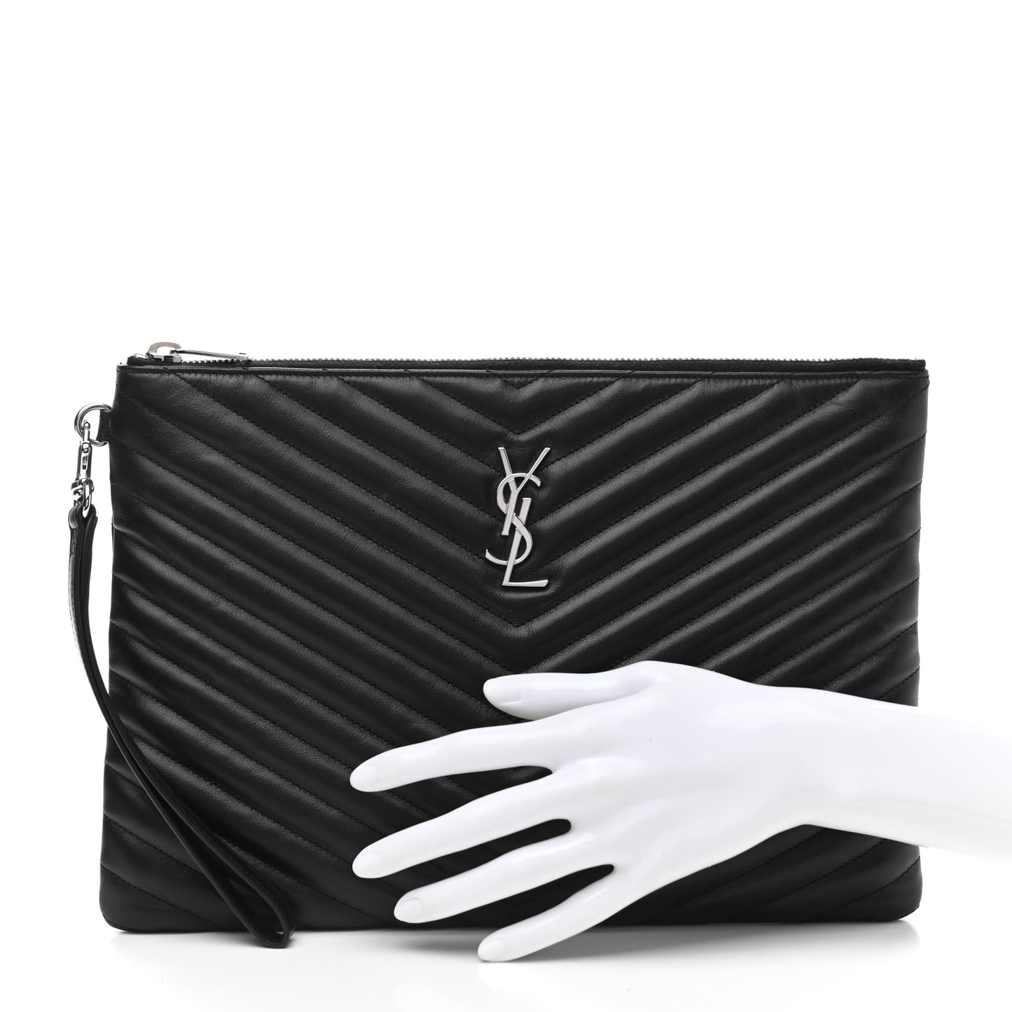 Calfskin Matelasse Monogram Cassandre Tablet Pouch Black