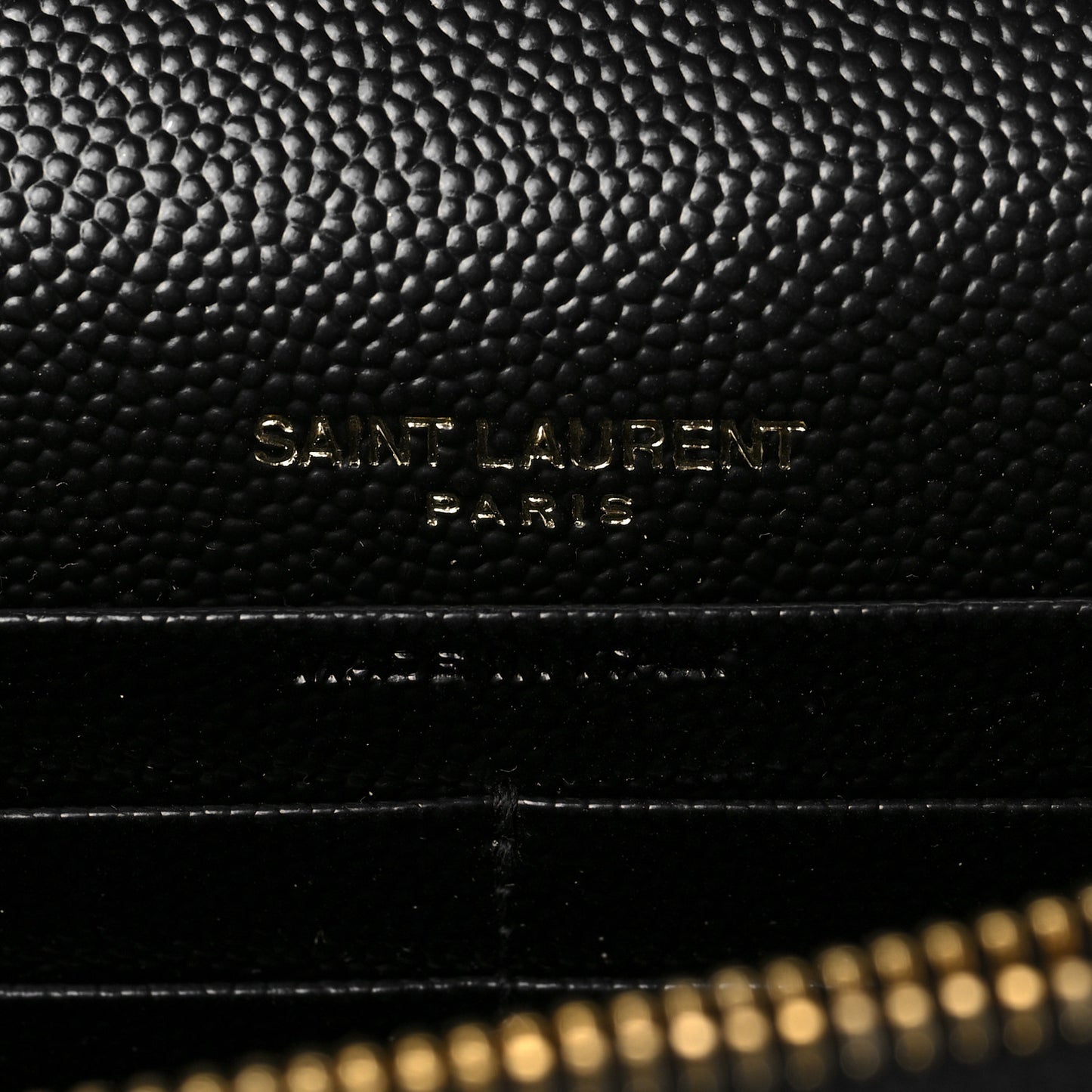 Grain De Poudre Matelasse Chevron Monogram Envelope Chain Wallet Black