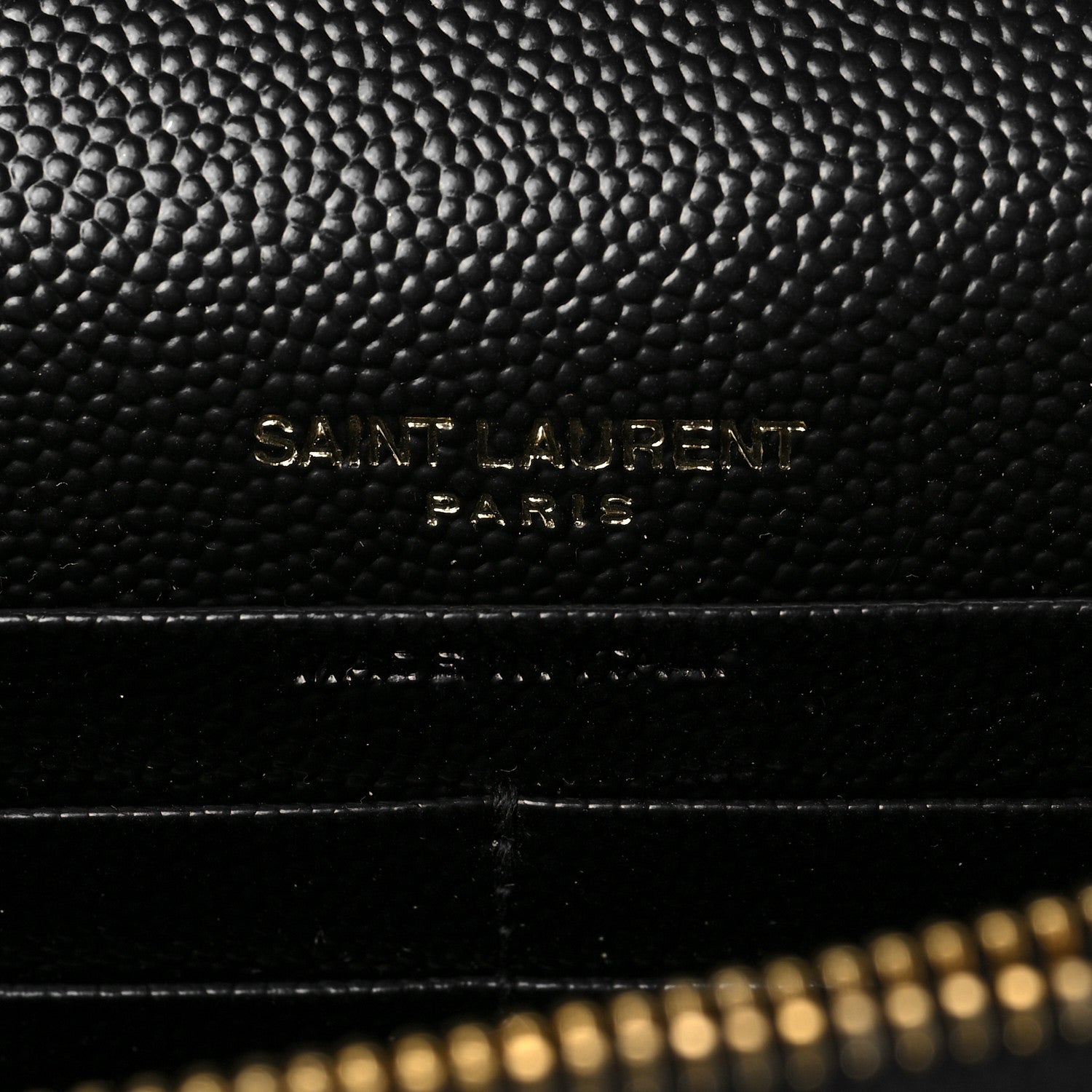 Saint Laurent Grain De Poudre Matelasse Chevron Monogram Envelope Chain Wallet Black 5 of 6