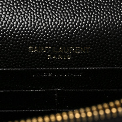 Saint Laurent Grain De Poudre Matelasse Chevron Monogram Envelope Chain Wallet Black 5 of 6