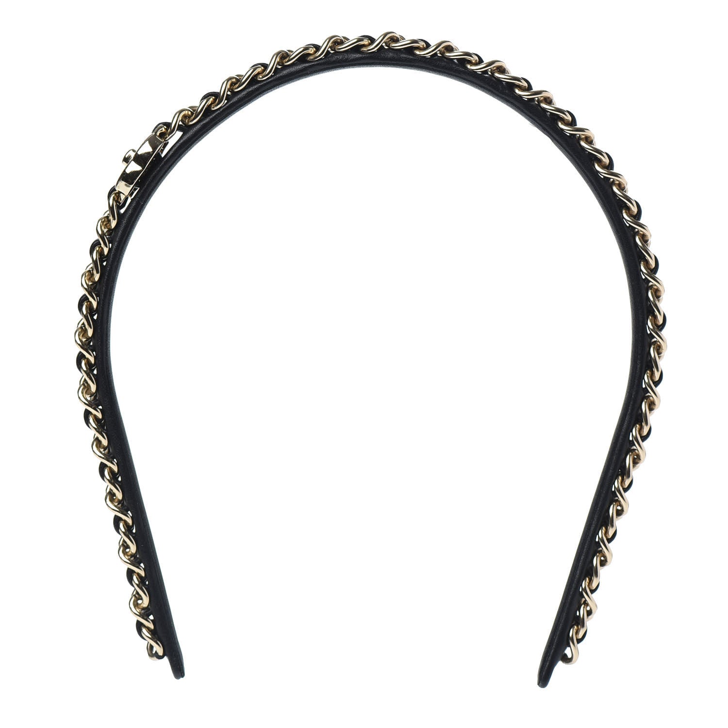 Chanel Metal Lambskin CC Turnlock Chain Headband Gold Black 1 of 4