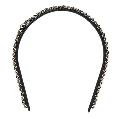 Chanel Metal Lambskin CC Turnlock Chain Headband Gold Black 1 of 4