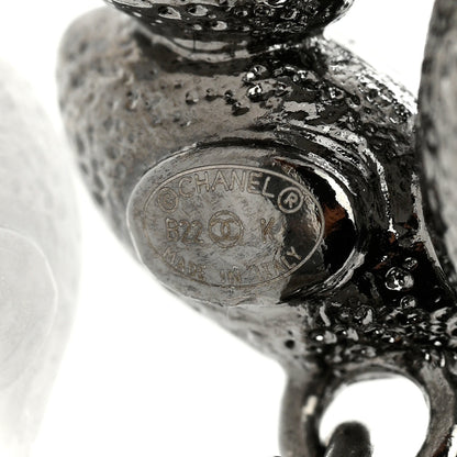 Chanel Crystal Sparkling Wheat CC Drop Earrings Silver 4 of 4