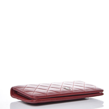 Chanel Lambskin Quilted Yen Wallet Red 17 of 26