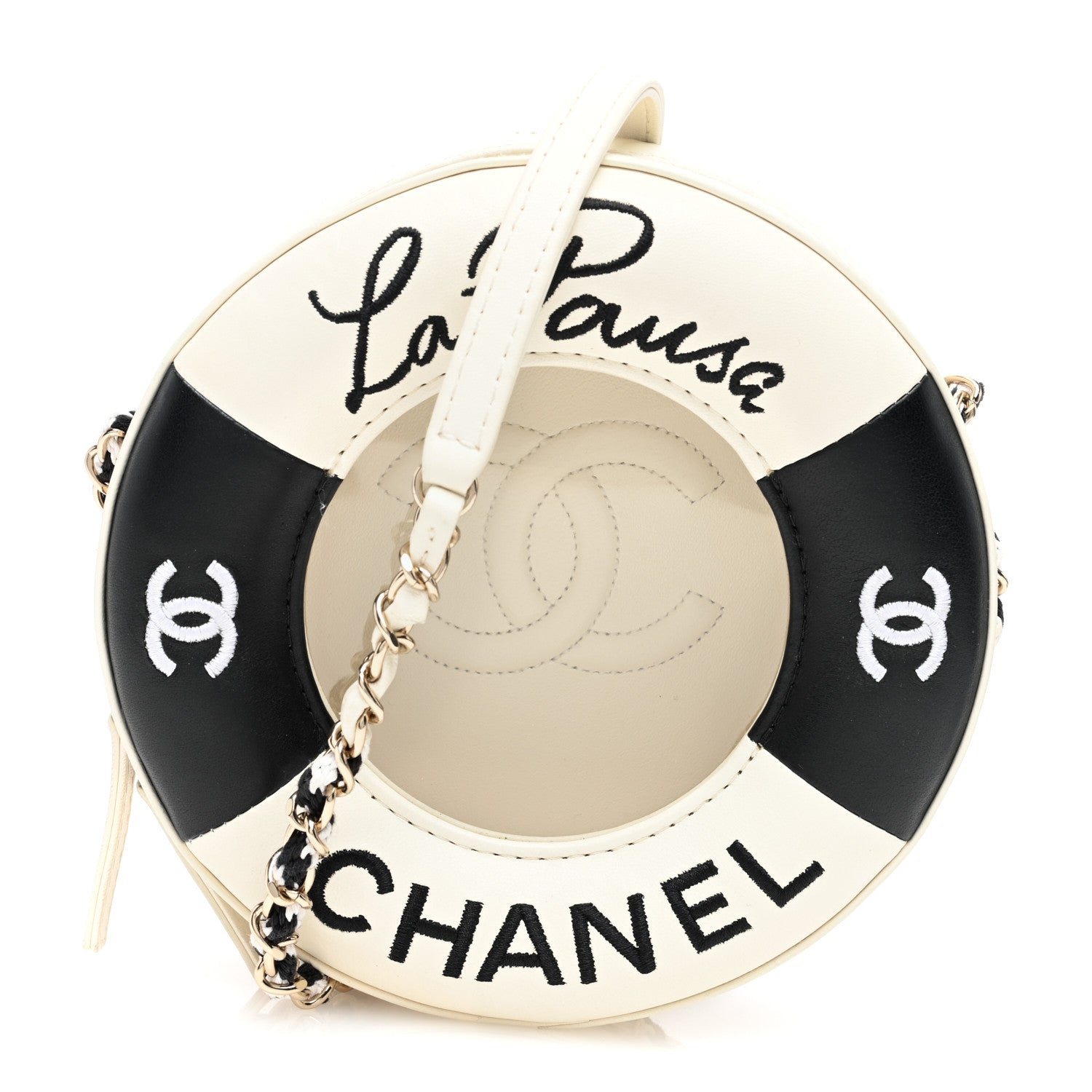 Chanel Lambskin Coco Lifesaver Round Bag Black White 1 of 10