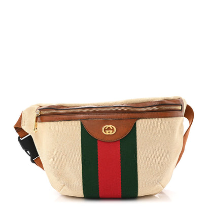 Gucci Vintage Canvas Web Belt Bag Sand Cuir 1 of 10