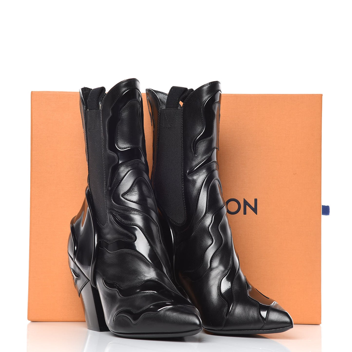 Patent Calfskin Monogram Fireball Ankle Boots 39 Black