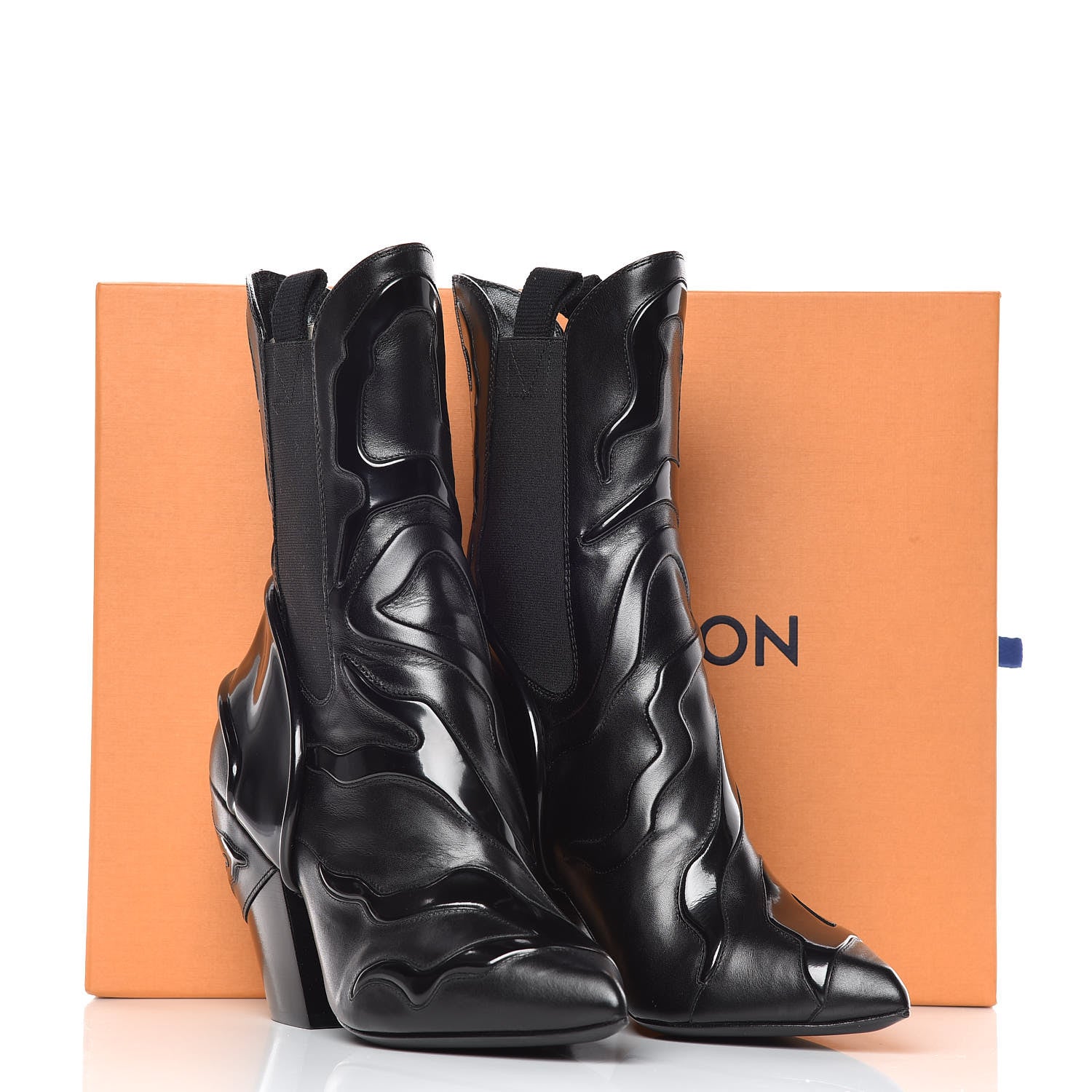Louis Vuitton Patent Calfskin Monogram Fireball Ankle Boots 39 Black 10 of 10