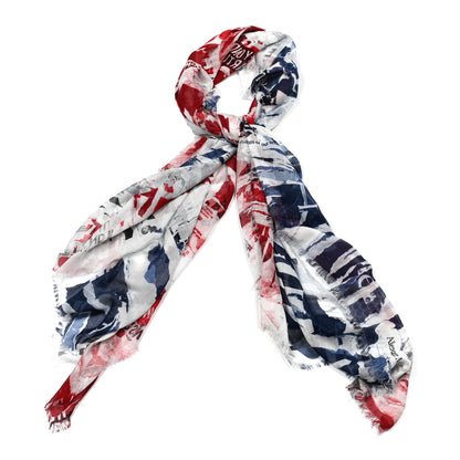 Alexander McQueen Modal Silk Union Jack Scarf Red White Navy 1 of 3