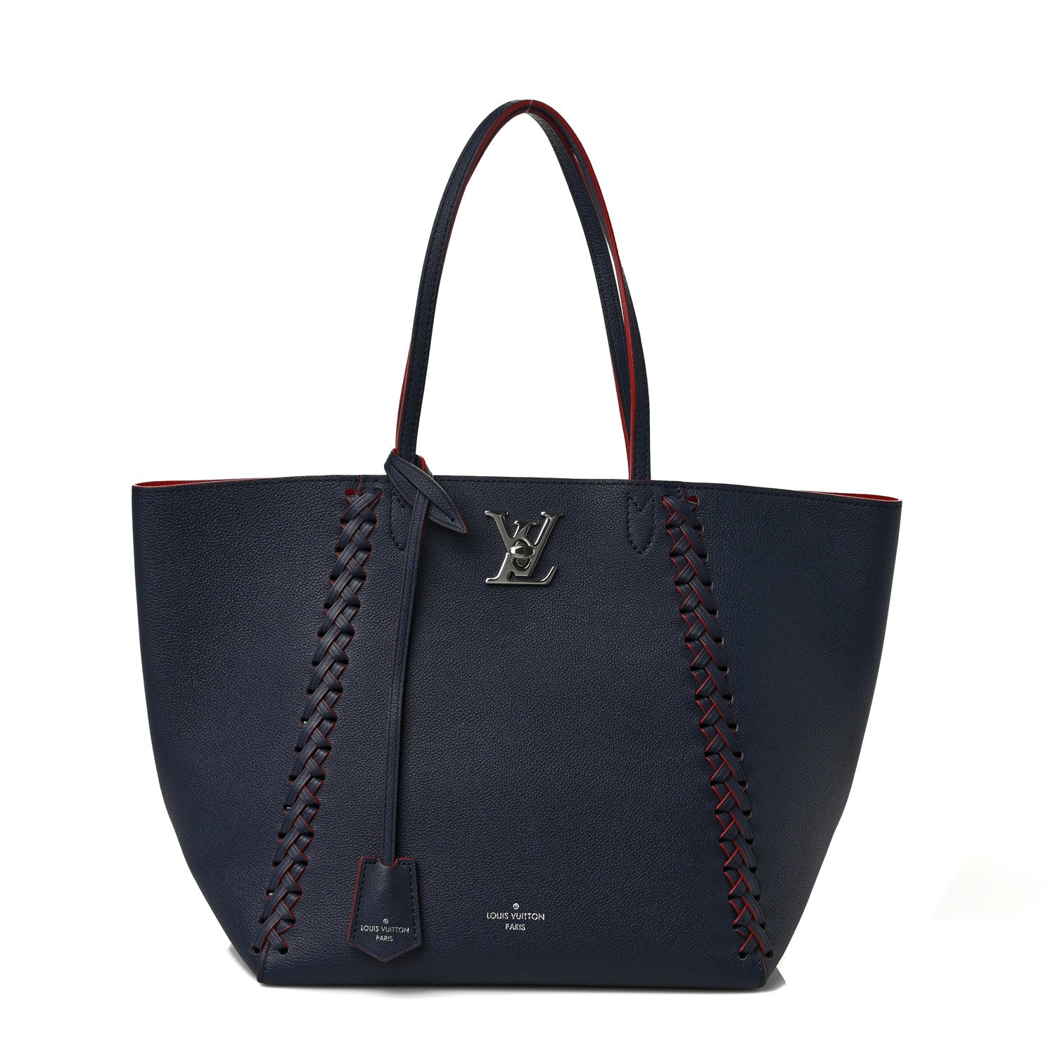 Louis Vuitton Calfskin Braided Lockme Cabas Marine Rouge 1 of 6