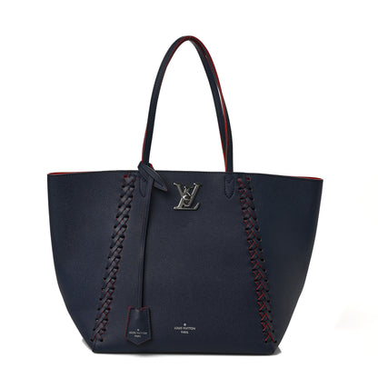 Louis Vuitton Calfskin Braided Lockme Cabas Marine Rouge 1 of 6