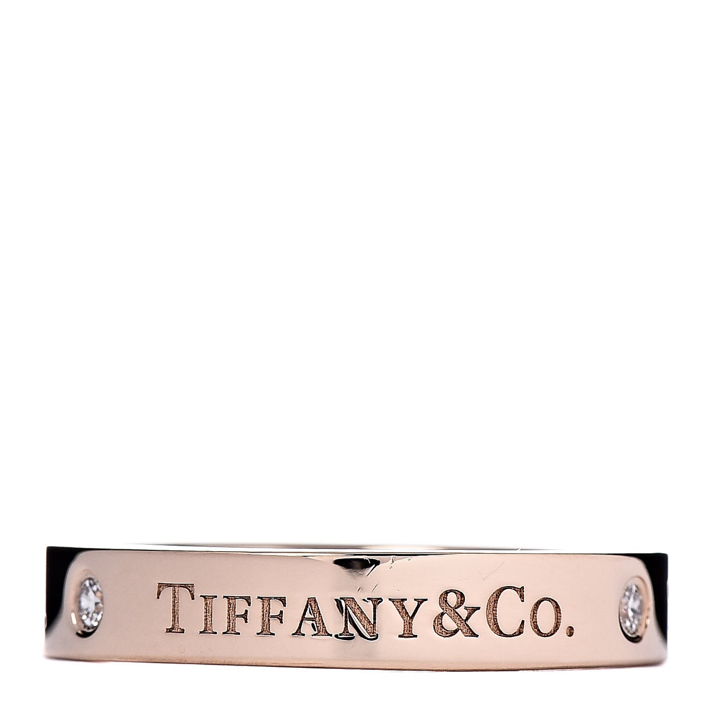 18K Rose Gold Diamond 4mm Logo Band Ring 53 6.25