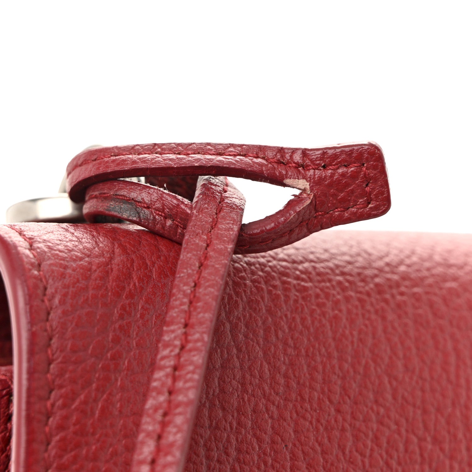 Saint Laurent Grained Calfskin Medium Monogram Sunset Satchel Red 17 of 17
