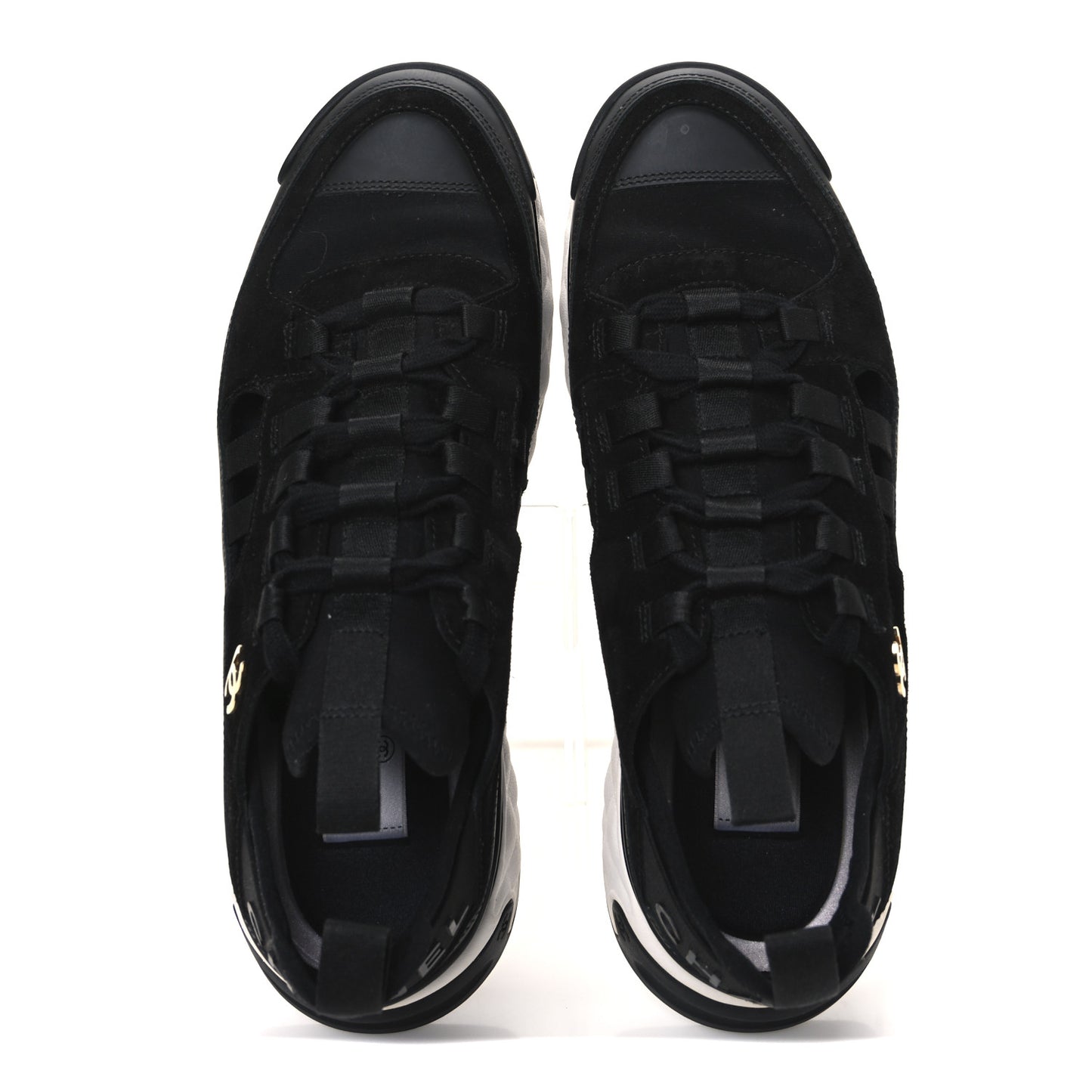 Velvet Calfskin Mixed Fibers CC Sneakers 39.5 Black