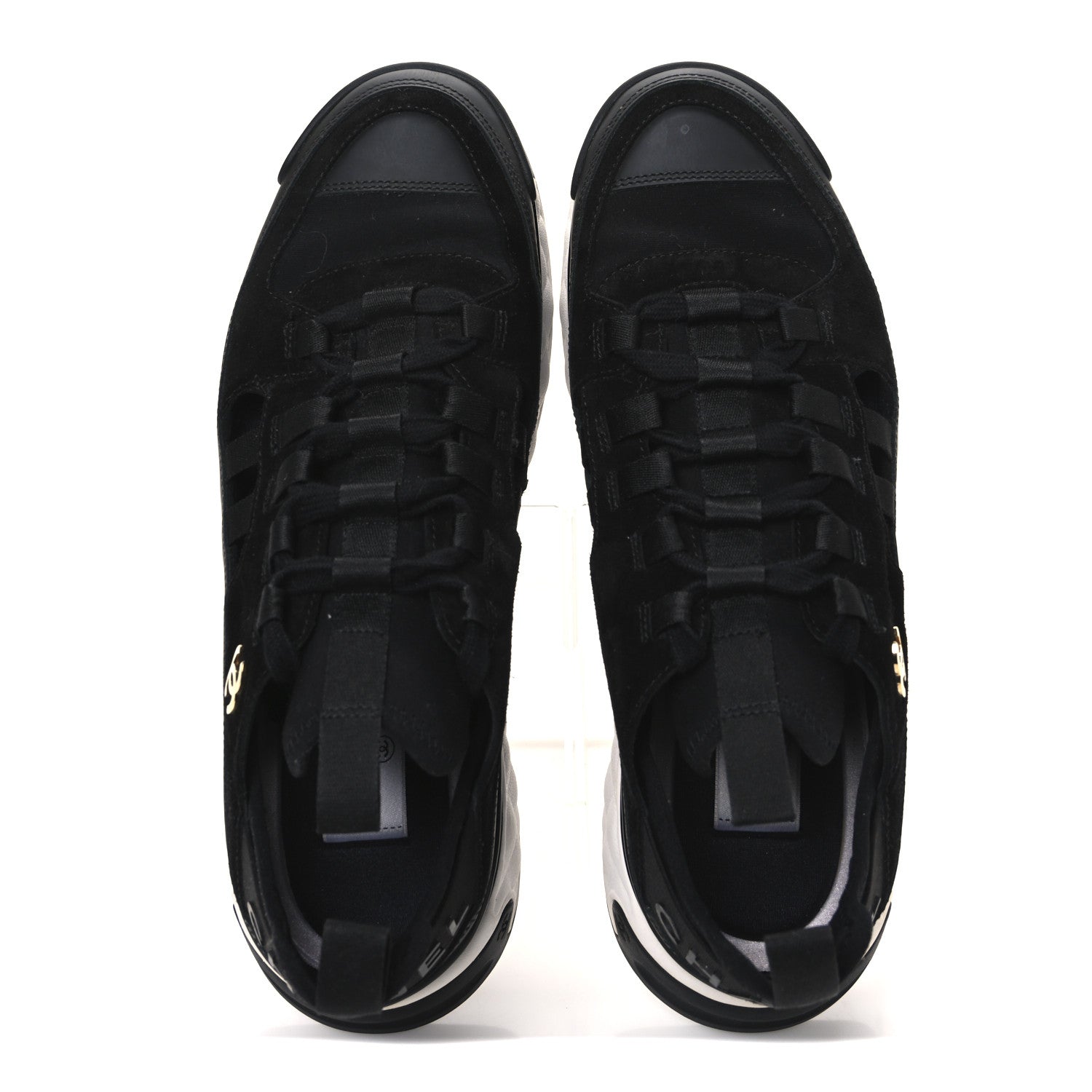 Chanel Velvet Calfskin Mixed Fibers CC Sneakers 39.5 Black 2 of 10