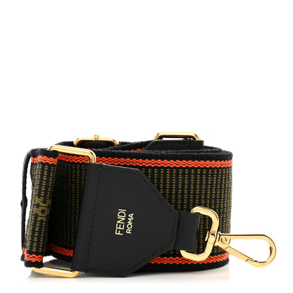 Fendi Cannete Ribbon Poly Vitello Century Logo Adjustable Strap You Green Red 1 of 4
