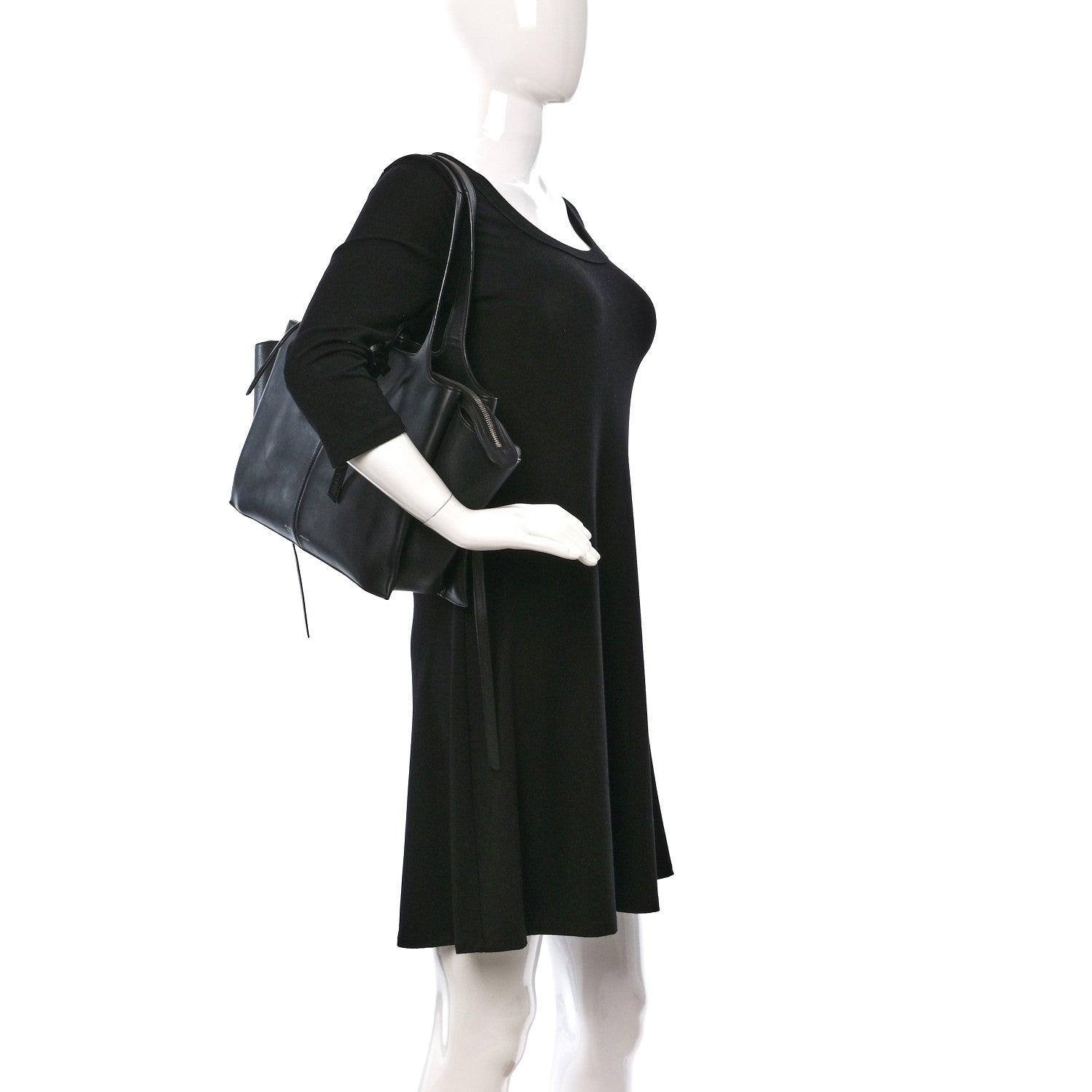 Celine Supple Natural Calfskin Medium Tri-Fold Bag Black 2 of 11