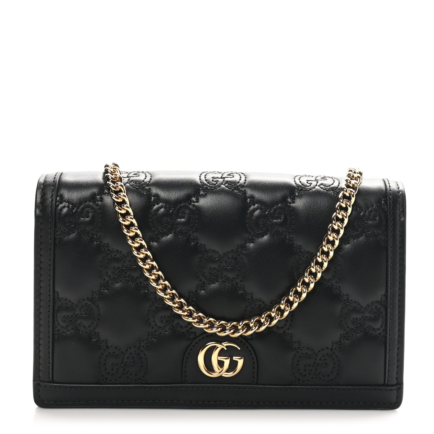 Gucci Calfskin GG Matelasse Chain Wallet Black 1 of 10