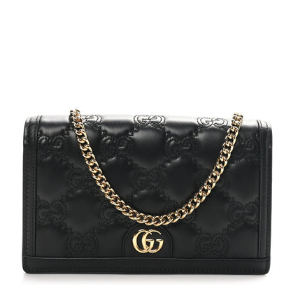 Gucci Calfskin GG Matelasse Chain Wallet Black 1 of 10