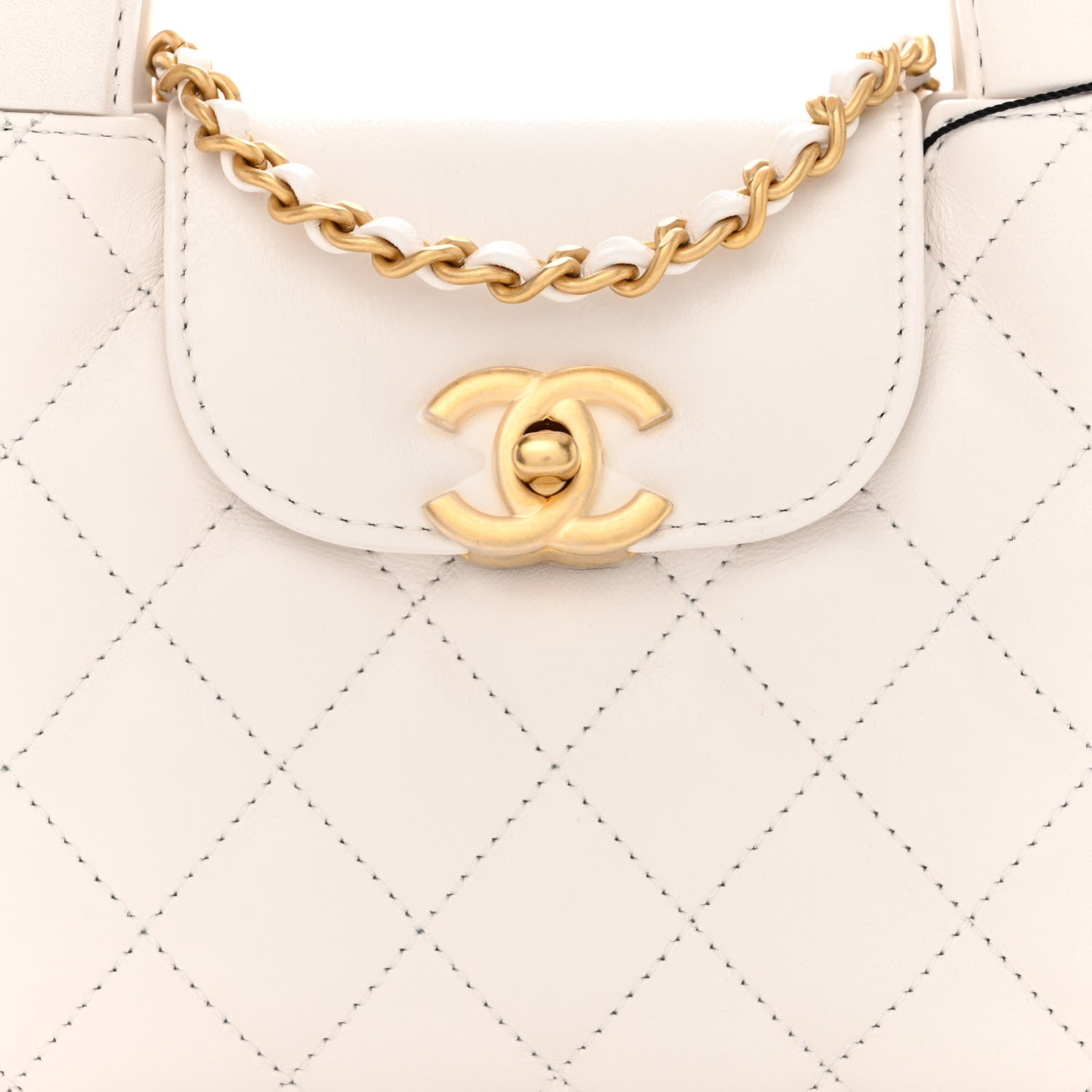 Chanel Shiny Aged Calfskin Quilted Nano Kelly Shopper White 8 of 11