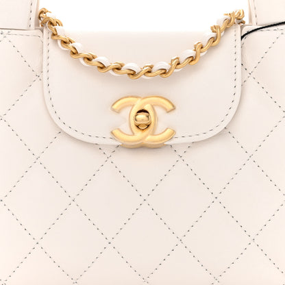 Chanel Shiny Aged Calfskin Quilted Nano Kelly Shopper White 8 of 11