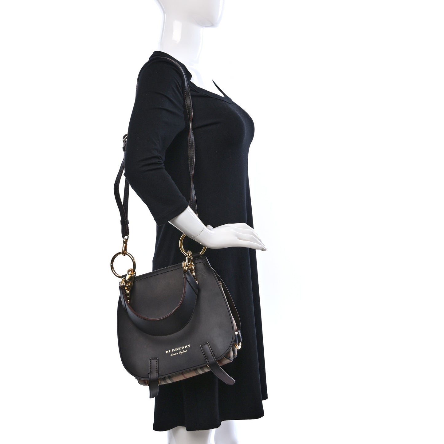 Haymarket Check Large Bridle Saddle Bag Dark Clove Brown