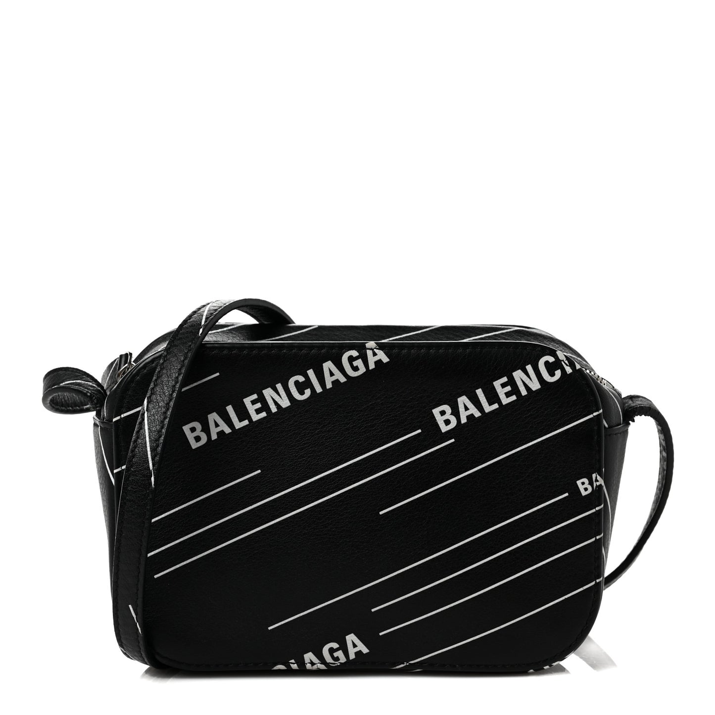 Calfskin Logo Print XS Everyday Camera Bag Black White