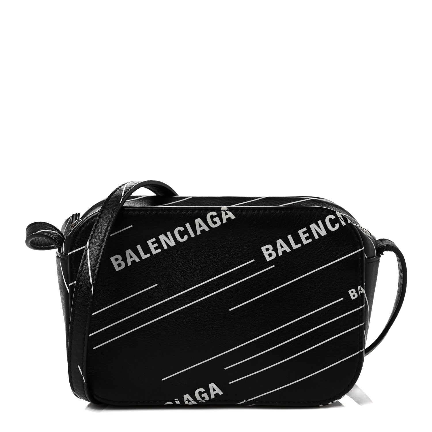 Balenciaga Calfskin Logo Print XS Everyday Camera Bag Black White 1 of 7