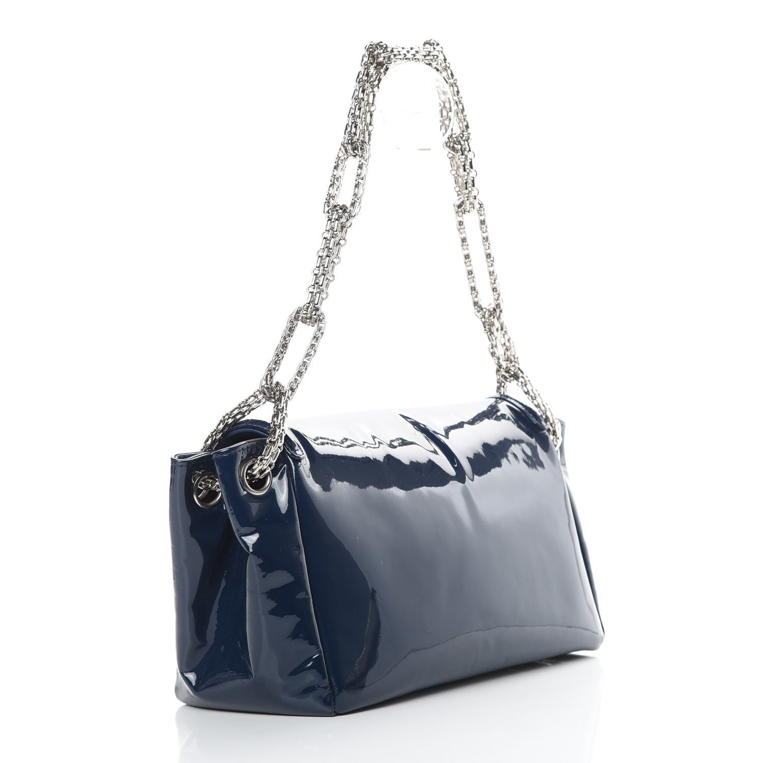 Chanel Patent Calfskin Mademoiselle Lock Bijoux Chain Flap Blue 3 of 16