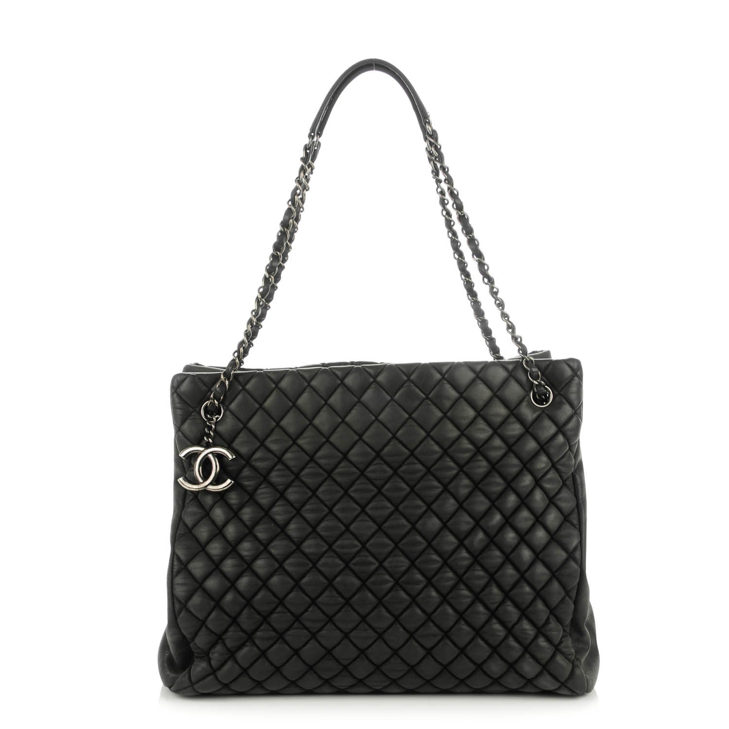 Chanel Iridescent Calfskin Quilted New Bubble North South Tote Dark Grey 1 of 7
