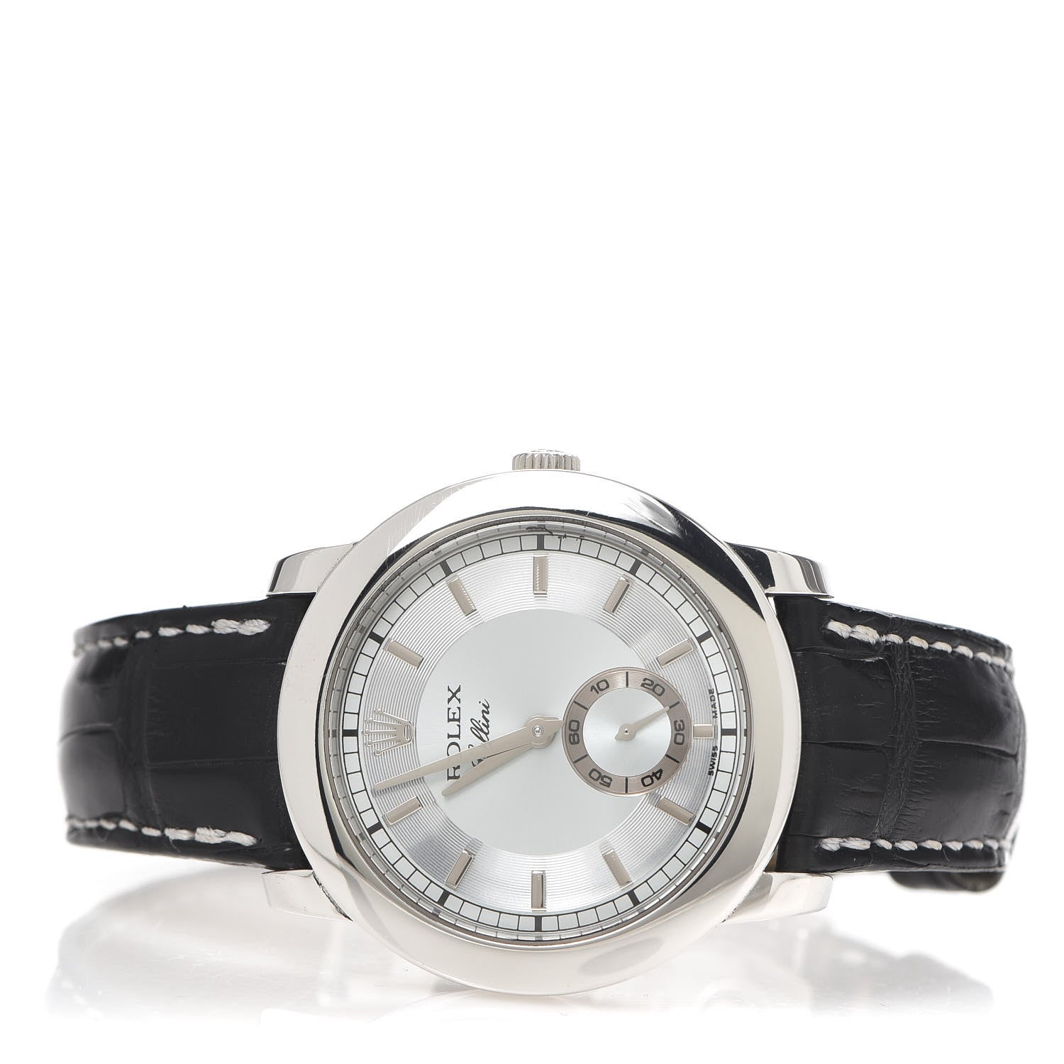 Rolex Platinum Alligator 38mm Cellini Cellenium Watch Silver 5241 3 of 10