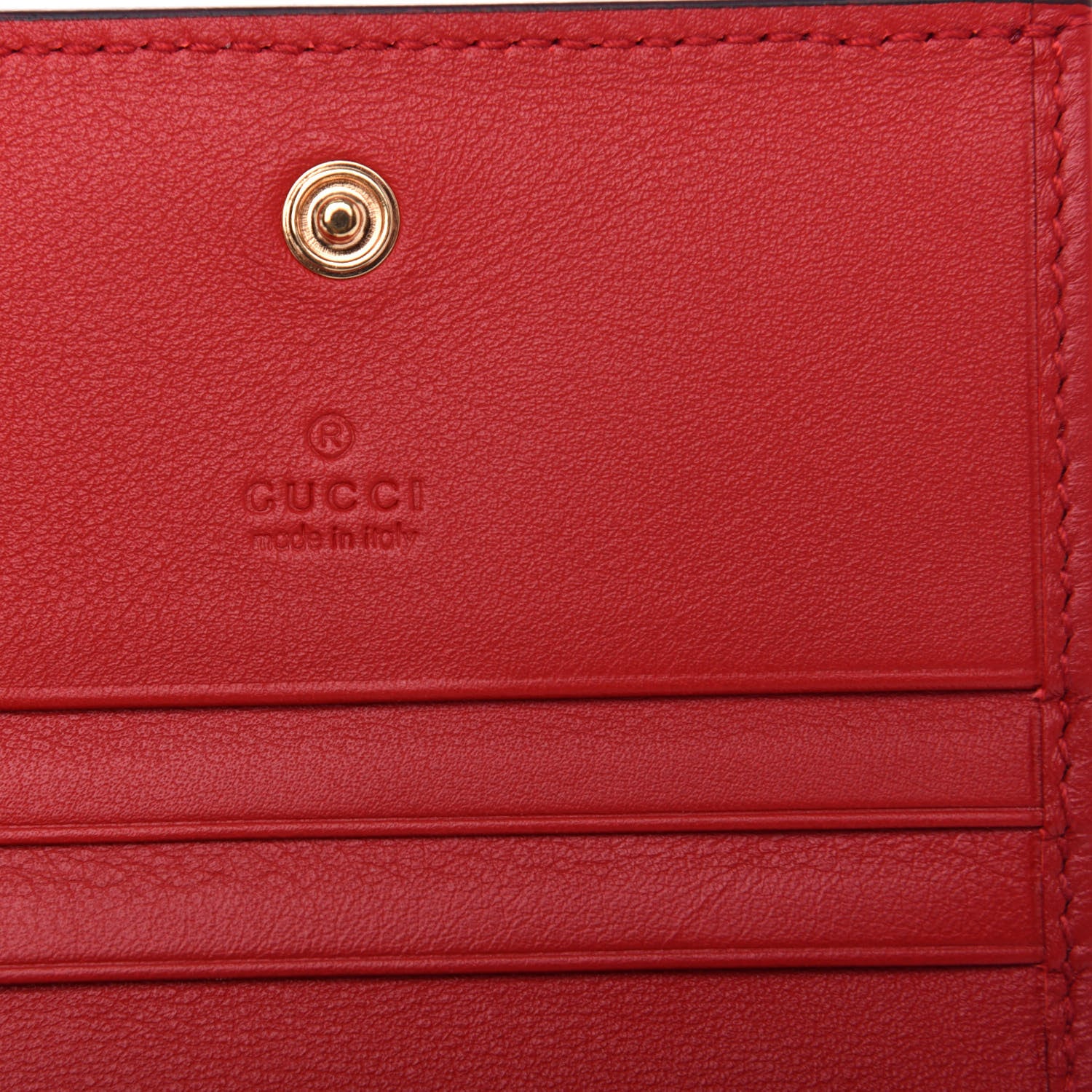 Gucci GG Supreme Monogram Apple Card Case Wallet Beige Multicolor Lobster Red 6 of 8