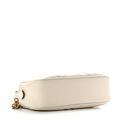 Gucci Calfskin Matelasse Small GG Marmont Chain Shoulder Bag White 4 of 10