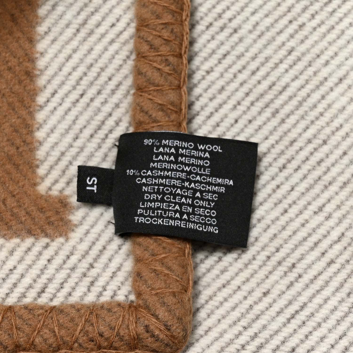 Hermes Wool Cashmere Avalon Blanket Ecru Camel 3 of 3