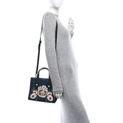 Gucci Denim Embroidered Tiger Tote Blue Multicolor 2 of 12
