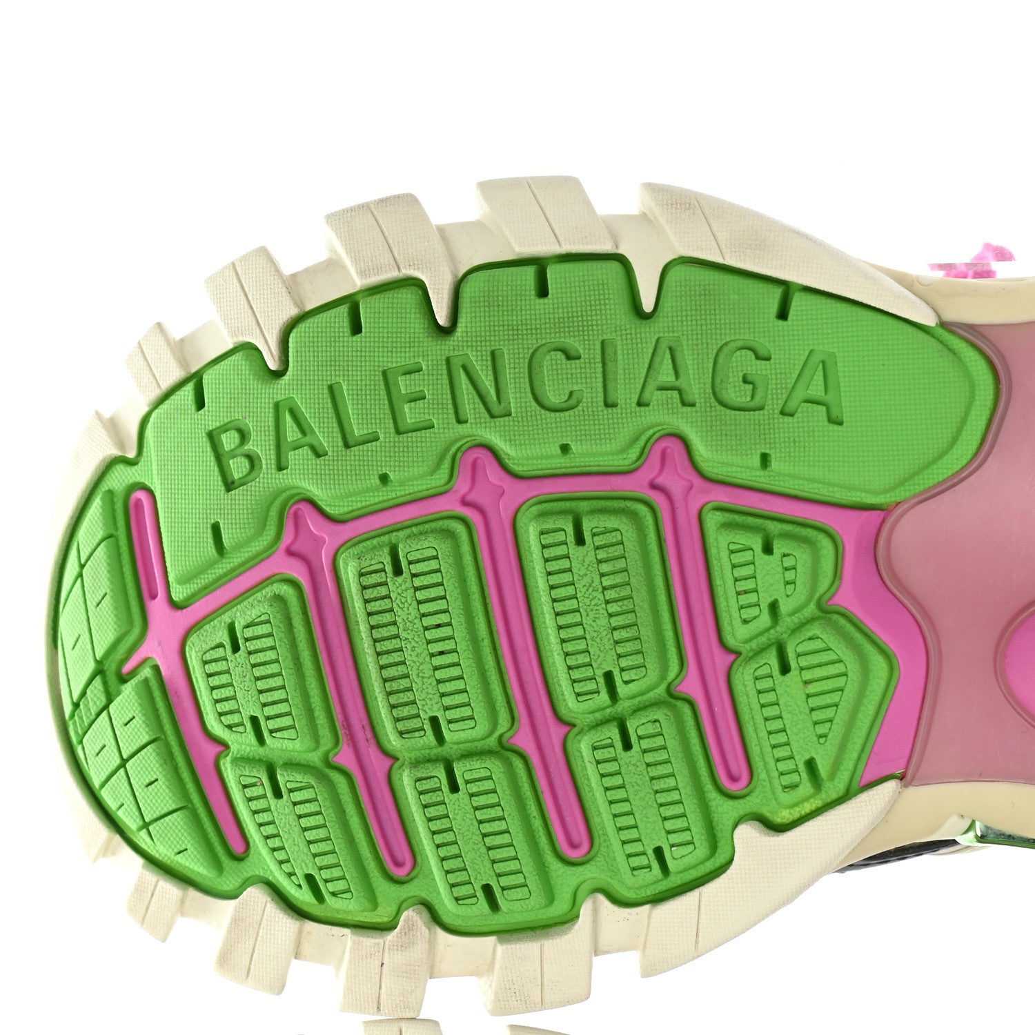 Balenciaga Rubber Mesh Bi-Color Womens Track.2 Open Sneakers 38 White Green Pink 6 of 10