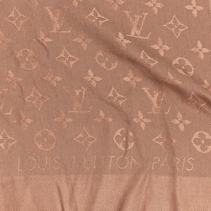Louis Vuitton Silk Wool Monogram Shawl Cappuccino 2 of 3