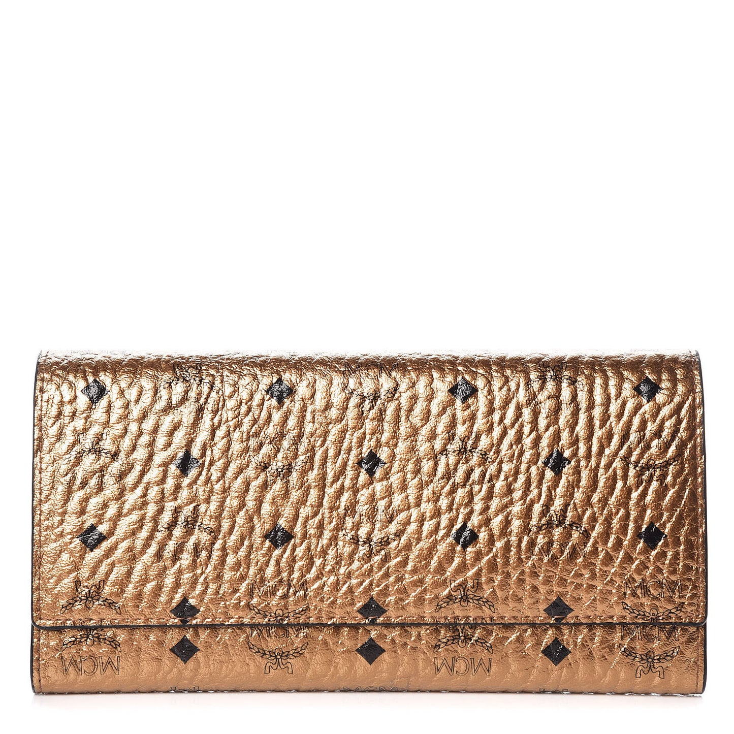 Metallic Visetos Continental Flap Wallet Gold