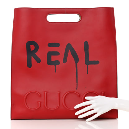 Gucci Calfskin GucciGhost Real Large XL Tote Hibiscus Red 2 of 14