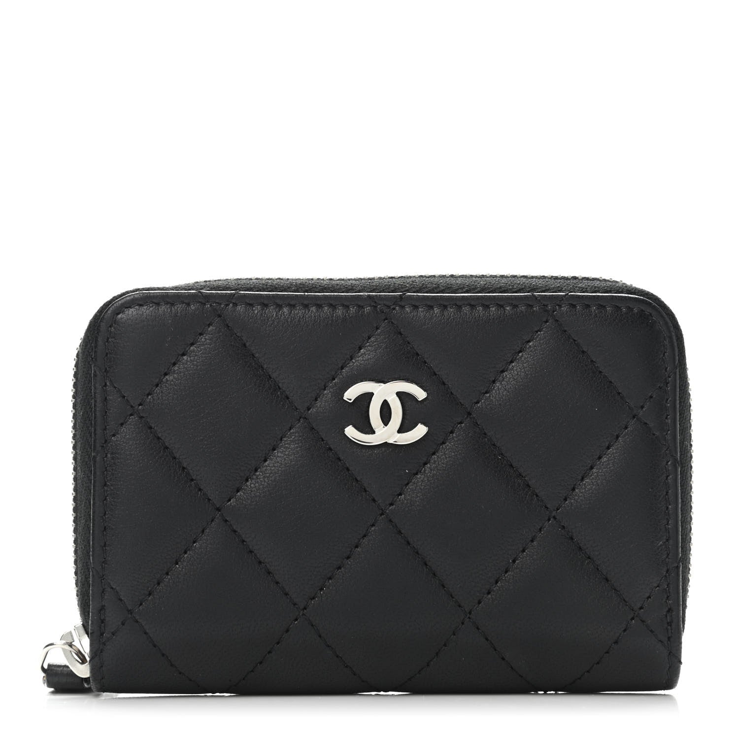 Chanel Lambskin Quilted Zip Coin Purse Black 1 of 4