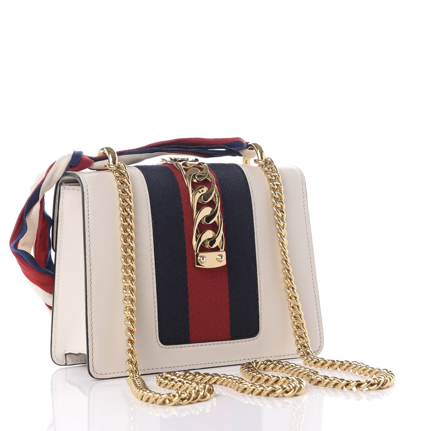 Calfskin Mini Sylvie Chain Shoulder Bag White