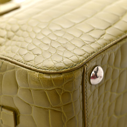 Prada Calfskin Embossed Crocodile Bauletto Bag Green 20 of 22