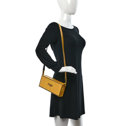 Fendi Vitello Fluffy Logo Horizontal Box Crossbody Bag Yellow Box Black 2 of 13